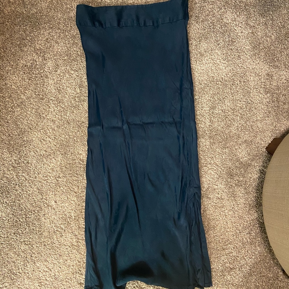 Anthropologie Midi Blue Silk Skirt